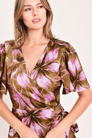 VIOLET GARDEN DRIFT WOVEN FAUX WRAP MAXI DRESS