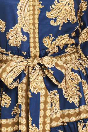 SAPPHIRE ORNAMENT WOVEN MINI SHIRT DRESS