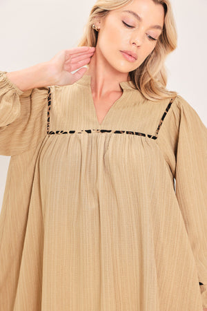 NATURAL LINEN MELODY WOVEN MINI DRESS