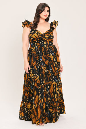 EMBERWING GARDEN GOWN WOVEN MAXI DRESS