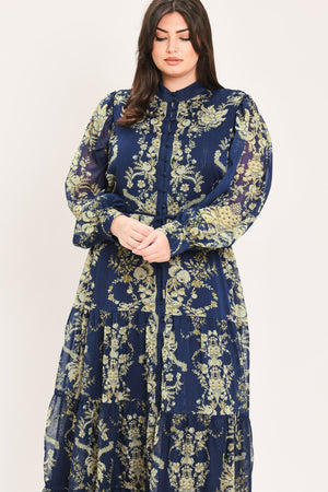 ROYAL HERITAGE BLOOM WOVEN MAXI DRESS