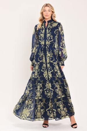 ROYAL HERITAGE BLOOM WOVEN MAXI DRESS