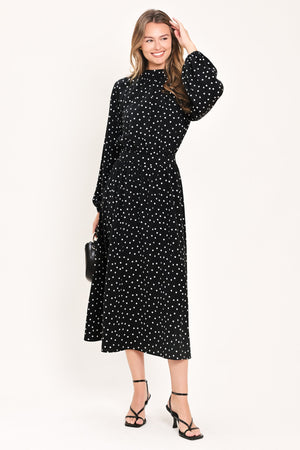 MIDNIGHT SPRINKLE WALTZ WOVEN MIDI DRESS