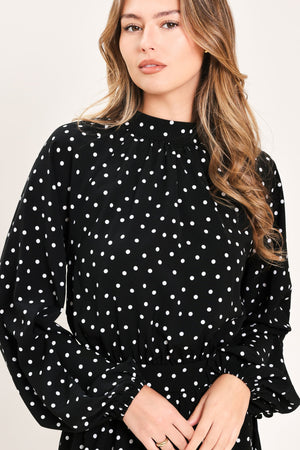 MIDNIGHT SPRINKLE WALTZ WOVEN MIDI DRESS