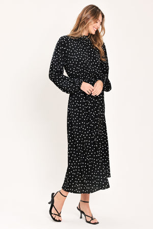 MIDNIGHT SPRINKLE WALTZ WOVEN MIDI DRESS