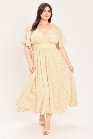 SHIMMERING SKY AFFECTION WOVEN MIDI DRESS