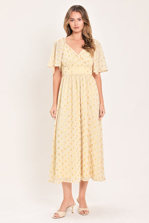 SHIMMERING SKY AFFECTION WOVEN MIDI DRESS
