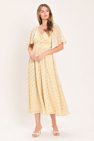 SHIMMERING SKY AFFECTION WOVEN MIDI DRESS