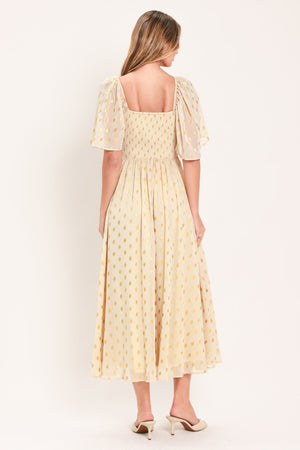 SHIMMERING SKY AFFECTION WOVEN MIDI DRESS