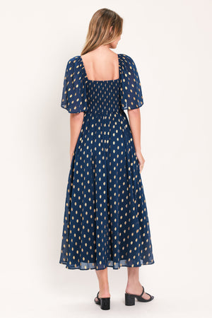 SHIMMERING SKY AFFECTION WOVEN MIDI DRESS