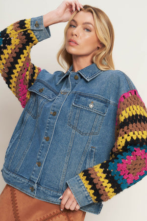 FESTIVAL WEAVE WASHED DENIM JACKET