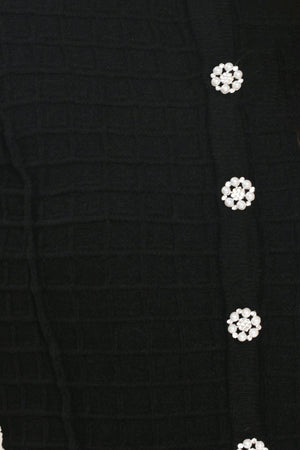 POLISHED MOMENT BLACK JEWEL-BUTTON CROPPED SWEATER TOP