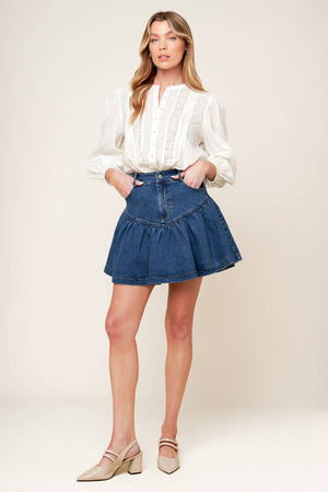 FENICIA INDIGO DENIM MINI SKORT