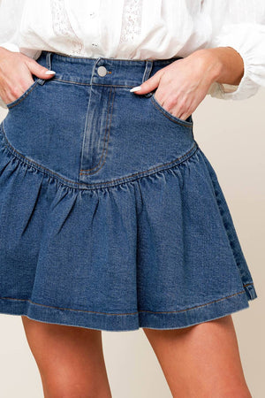 FENICIA INDIGO DENIM MINI SKORT