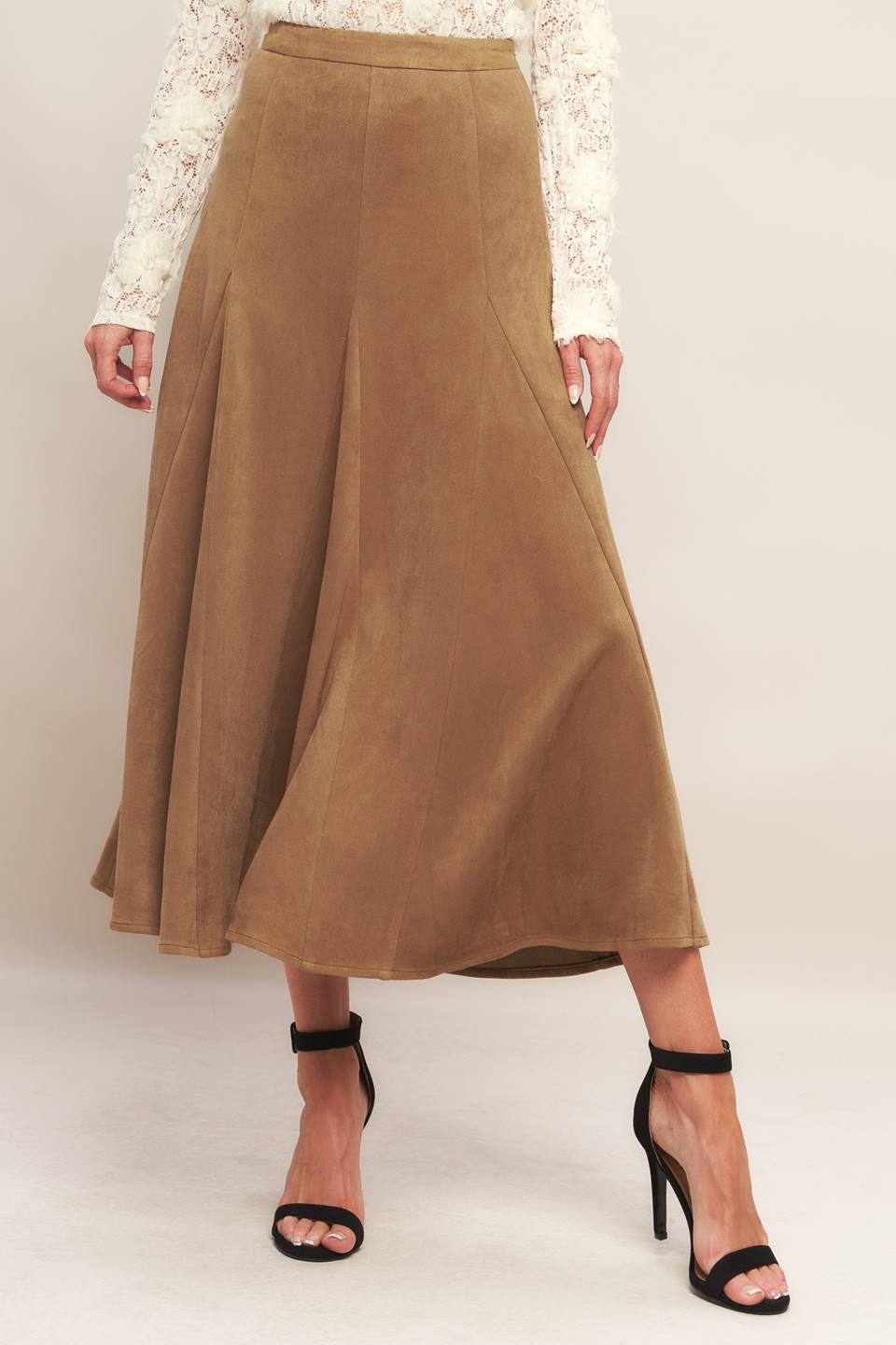 URBAN CHIC FAUX SUEDE MIDI SKIRT