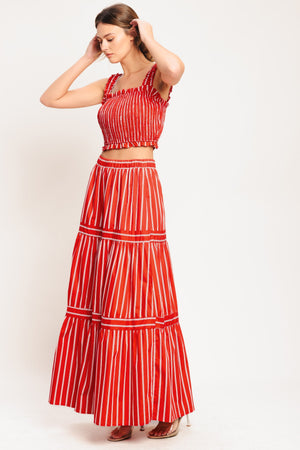 SUNSET STRIPE WOVEN MAXI SKIRT