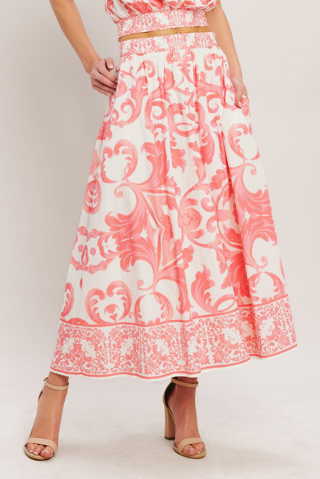AMALFI SUNSET WOVEN MIDI FULL SKIRT
