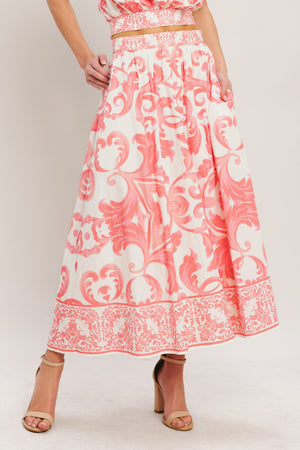 AMALFI SUNSET WOVEN MIDI FULL SKIRT