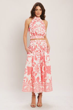 AMALFI SUNSET WOVEN MIDI FULL SKIRT