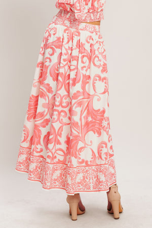 AMALFI SUNSET WOVEN MIDI FULL SKIRT