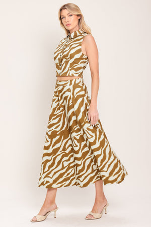 Terra Stripe Woven Midi Skirt