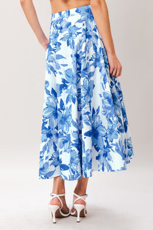 Sky Blossom Woven Full Circle Skirt