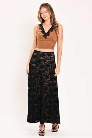 NOIR LACE MOONRISE WOVEN LACE CIRCLE SKIRT