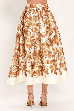 BUTTERSCOTCH GARDEN VERSE WOVEN FULL MIDI SKIRT