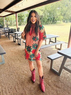 Lulu Short Sleeve Mini Caftan- Sedona