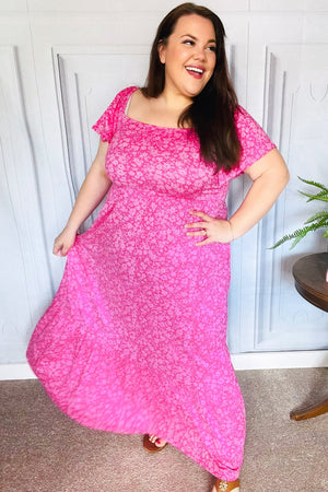 Perfectly You Fuchsia Ditzy Floral Fit & Flare Maxi Dress