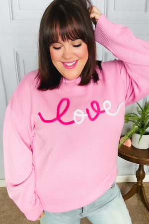 Love Is In The Air Pink Embroidered Pop Up Sweater