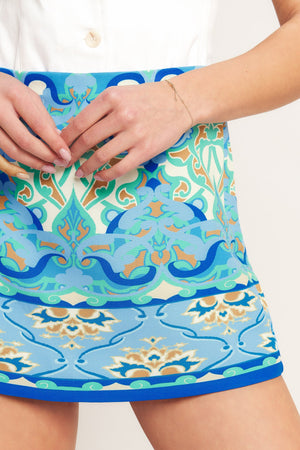 MOROCCAN MUSE BLUE WOVEN SKORT