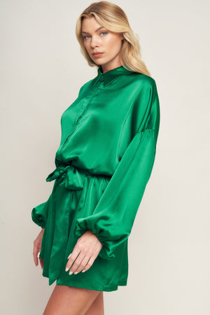 CELEBRATION TIME WOVEN SATIN ROMPER