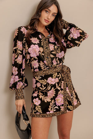 MIDNIGHT BLOOM WOVEN SKORT