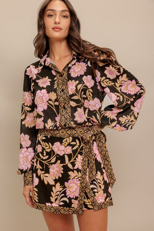 MIDNIGHT BLOOM WOVEN SKORT