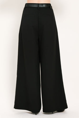 CITY CINCH BLACK/BROWN BELTED WIDE-LEG PANTS