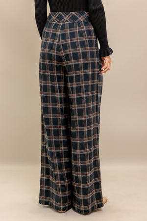 LATTE SUNDAY WOVEN PLAID PANTS