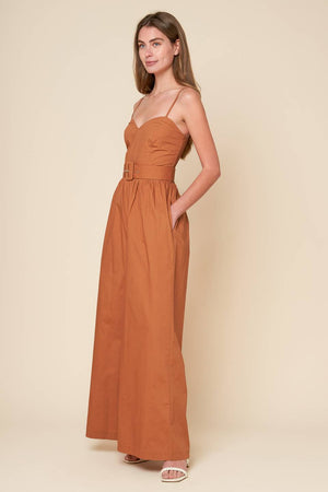 ELEVATED ICON BROWN WOVEN JUMPSUIT