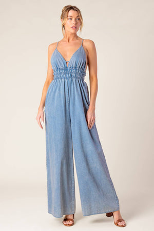 CAN'T CONVINCE ME ACID BLUE DENIM JUNPSUIT