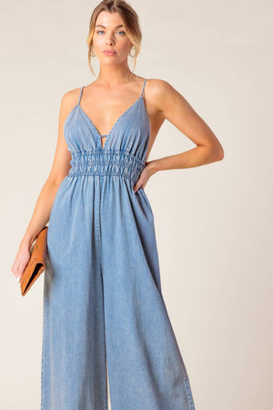 CAN'T CONVINCE ME ACID BLUE DENIM JUNPSUIT