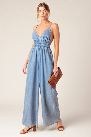 CAN'T CONVINCE ME ACID BLUE DENIM JUNPSUIT