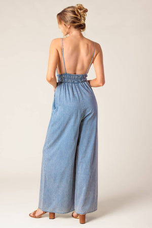 CAN'T CONVINCE ME ACID BLUE DENIM JUNPSUIT
