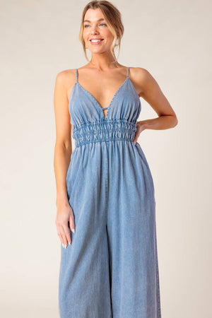 CAN'T CONVINCE ME ACID BLUE DENIM JUNPSUIT