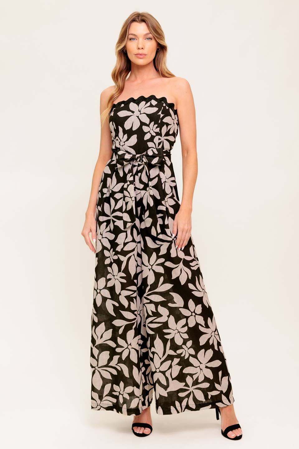 DREAMY ELEGANCE BLACK WOVEN JUMPSUIT