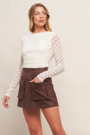 WESTERN ROMANCE FAUX SUEDE SKORT