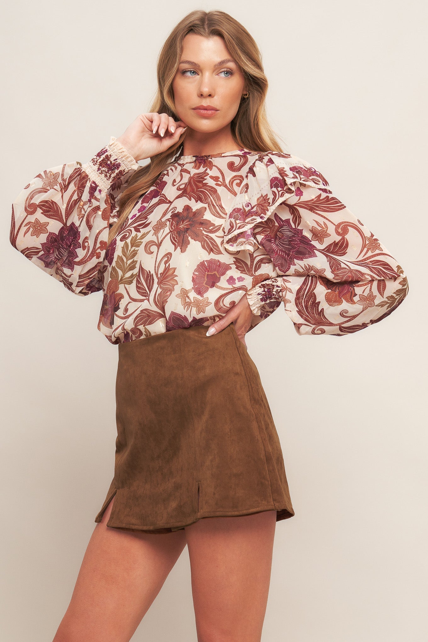 AUTUMN STARLET FAUX SUEDE SKORT