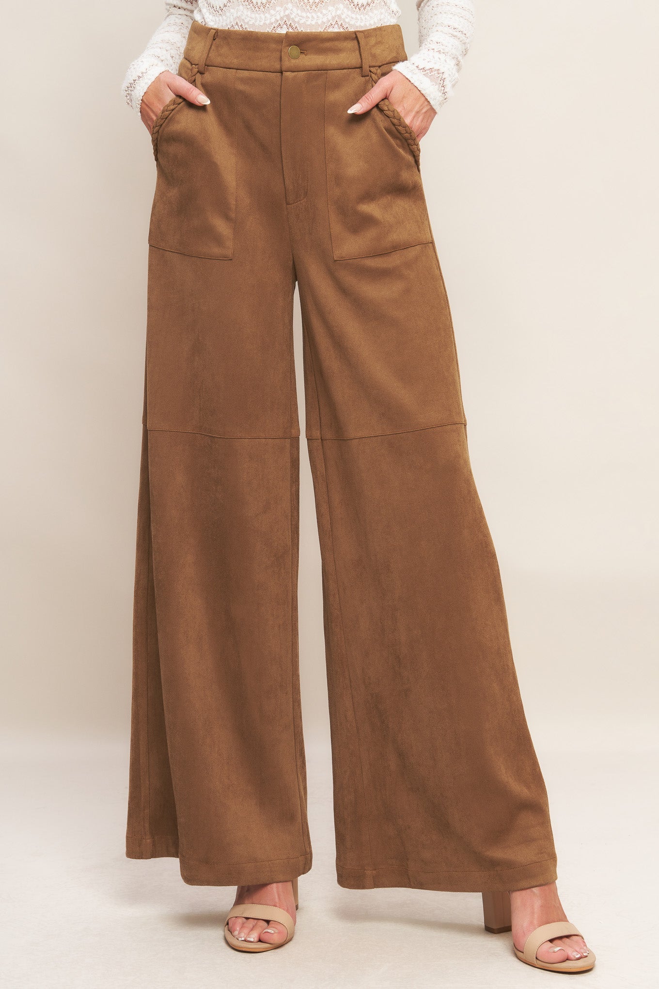 REFINED IMPRESSION FAUX SUEDE PANTS