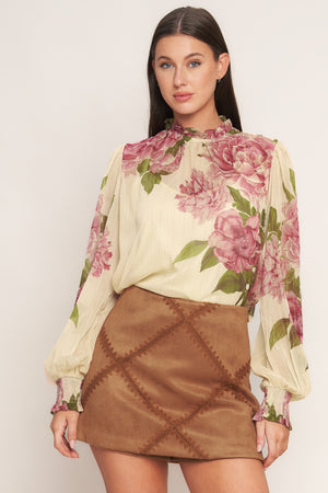 TERRA PATCH FAUX SUEDE SKORT