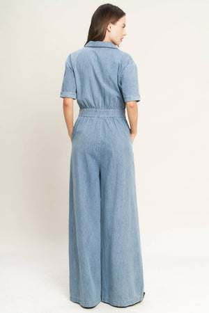 QUIET LUXURY LIGHTWEIGHT DENIM JUMPSUIT