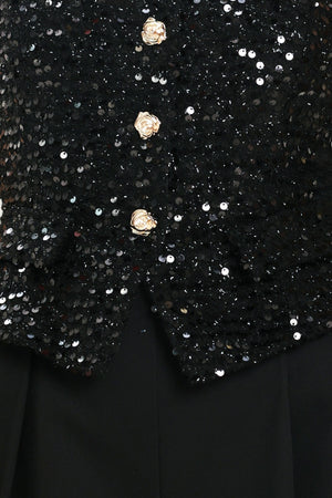 NIGHTFALL GLAM BLACK SEQUIN WIDE-LEG JUMPSUIT